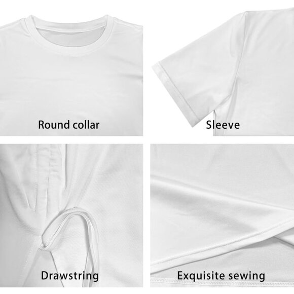 Women'S Short Sleeve Bodycon Dress Plus Size Slit Party Vacation Black - Picture 5 of 5